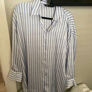 Zara Oversized Satin Button Up Blouse